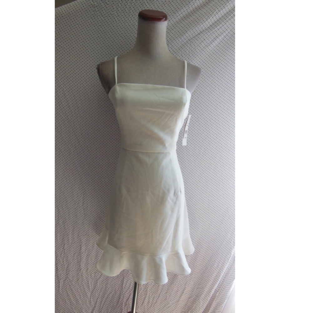 NEW FRENCH CONNECTION Whisper SUMMER WHITE Frill RUFFLE Hem Summer MINI DRESS 8 - Picture 3 of 15